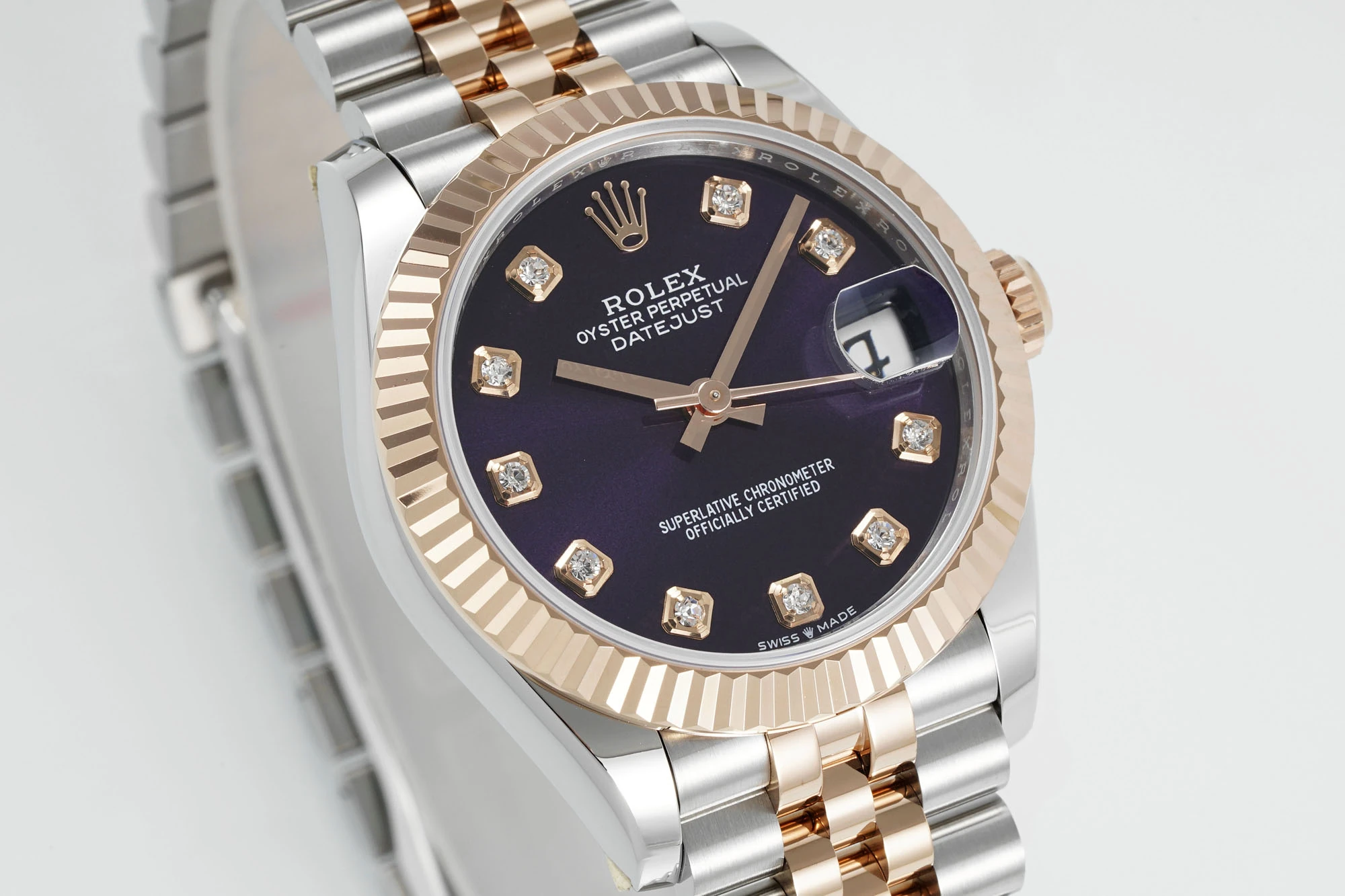 Rolex DateJust 31 278271 ARF 1:1 Best Edition 904L Steel Purple Diamonds Dial on SS/RG Jubilee Bracelet 22 5642822559f5fb9 AMO Watch