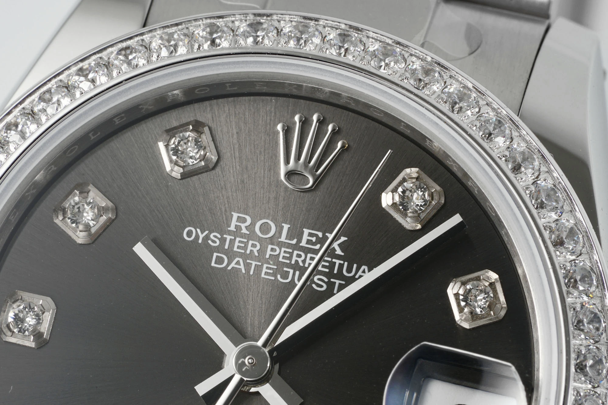 Rolex DateJust 31 278384 ARF 1:1 Best Edition 904L Steel Grey Diamond Dial Diamond bezel on SS Oyster Bracelet 21 56477632871b1ed AMO Watch
