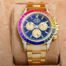 Rolex Daytona YG 116598 RX Factory 1:1 Best Edition Black Rainbow Dial on YG Bracelet DD4130 (Weighted)207g