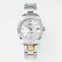 Rolex DateJust 31 278384 ARF 1:1 Best Edition 904L Steel Silver Dial Diamond bezel on SS Oyster Bracelet