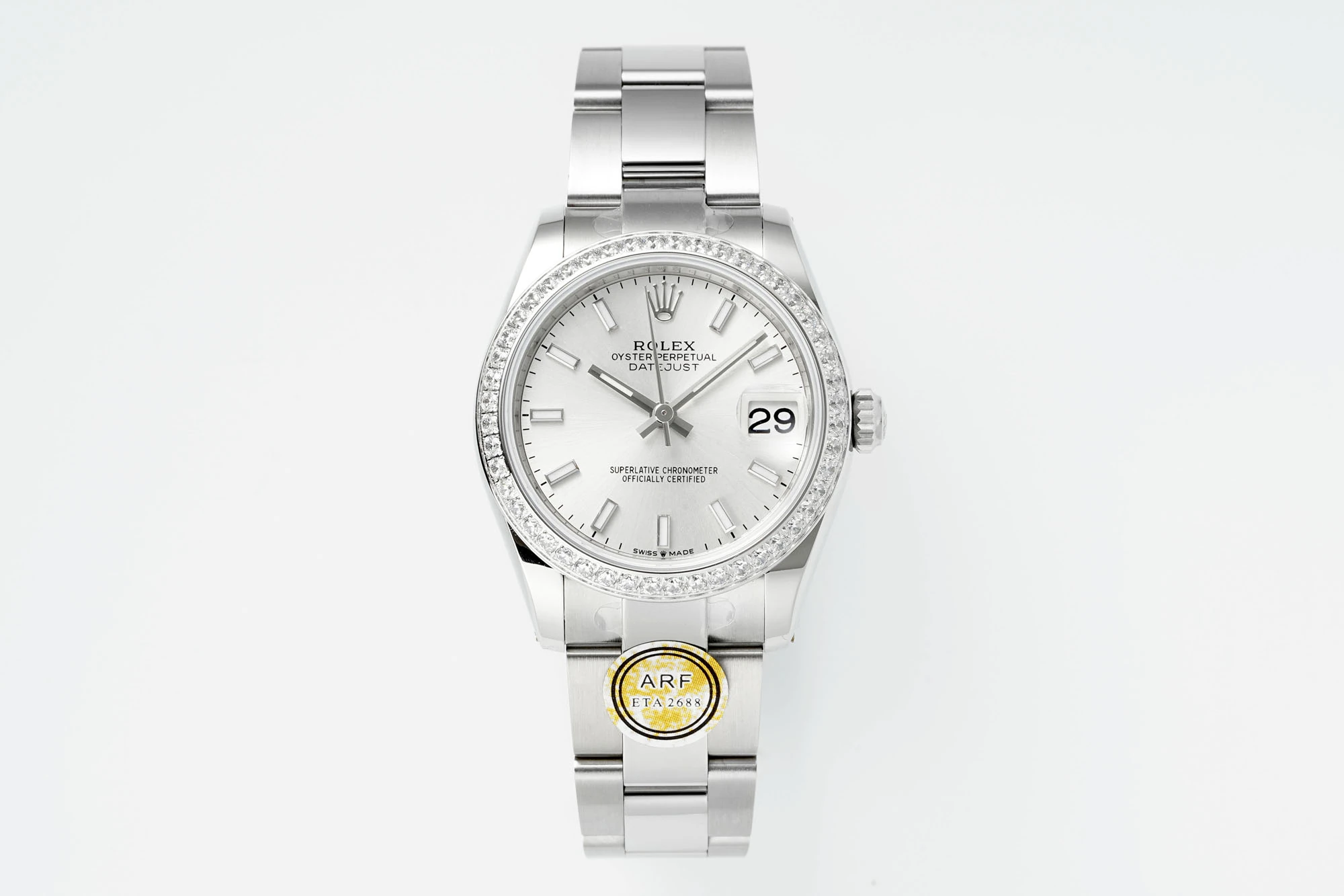 Rolex DateJust 31 278384 ARF 1:1 Best Edition 904L Steel Silver Dial Diamond bezel on SS Oyster Bracelet 19 580f5f1025d6217 AMO Watch