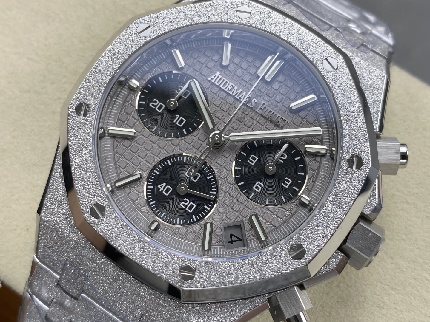 Royal Oak Chrono 26240 Frosted SS DDF 1:1 Best Edition Gray/Black Dial on SS Bracelet DD4401 Super Clone 33 599c589264a1e42 AMO Watch
