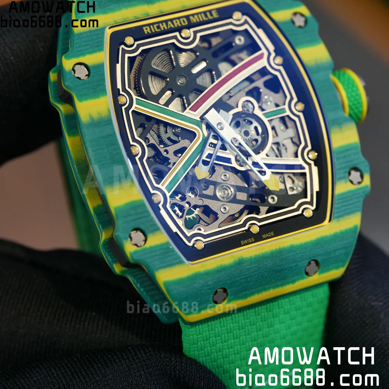 RICHARD MILLE RM67-02 Green NTPT AVF Best Edition Wayde van Niekerk on Green Nylon strap CRMA7 Clone 90 5a9885b7e5863a1 AMO Watch
