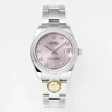 Rolex DateJust 31 278384 ARF 1:1 Best Edition 904L Steel Pink Diamond Dial Diamond bezel on SS Oyster Bracelet