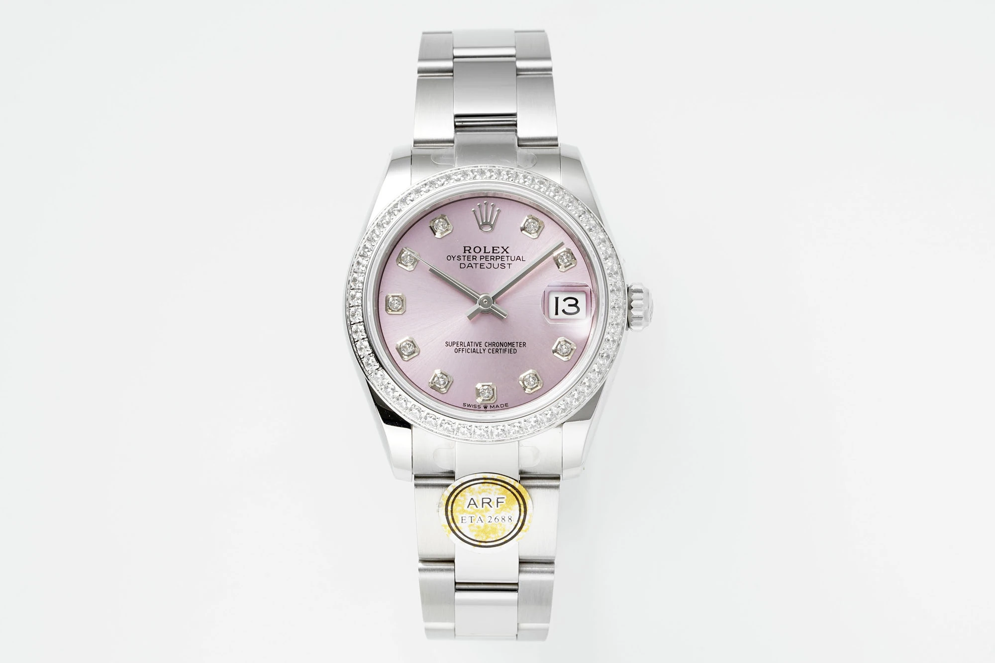 Rolex DateJust 31 278384 ARF 1:1 Best Edition 904L Steel Pink Diamond Dial Diamond bezel on SS Oyster Bracelet 19 5adf758874871b9 AMO Watch