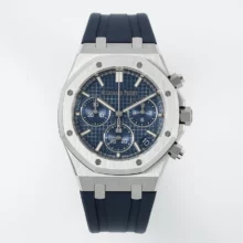 AP Royal Oak Chrono 26240 SS DDF 1:1 Best Edition Blue Dial on Blue Rubber Strap DD4401 Super Clone