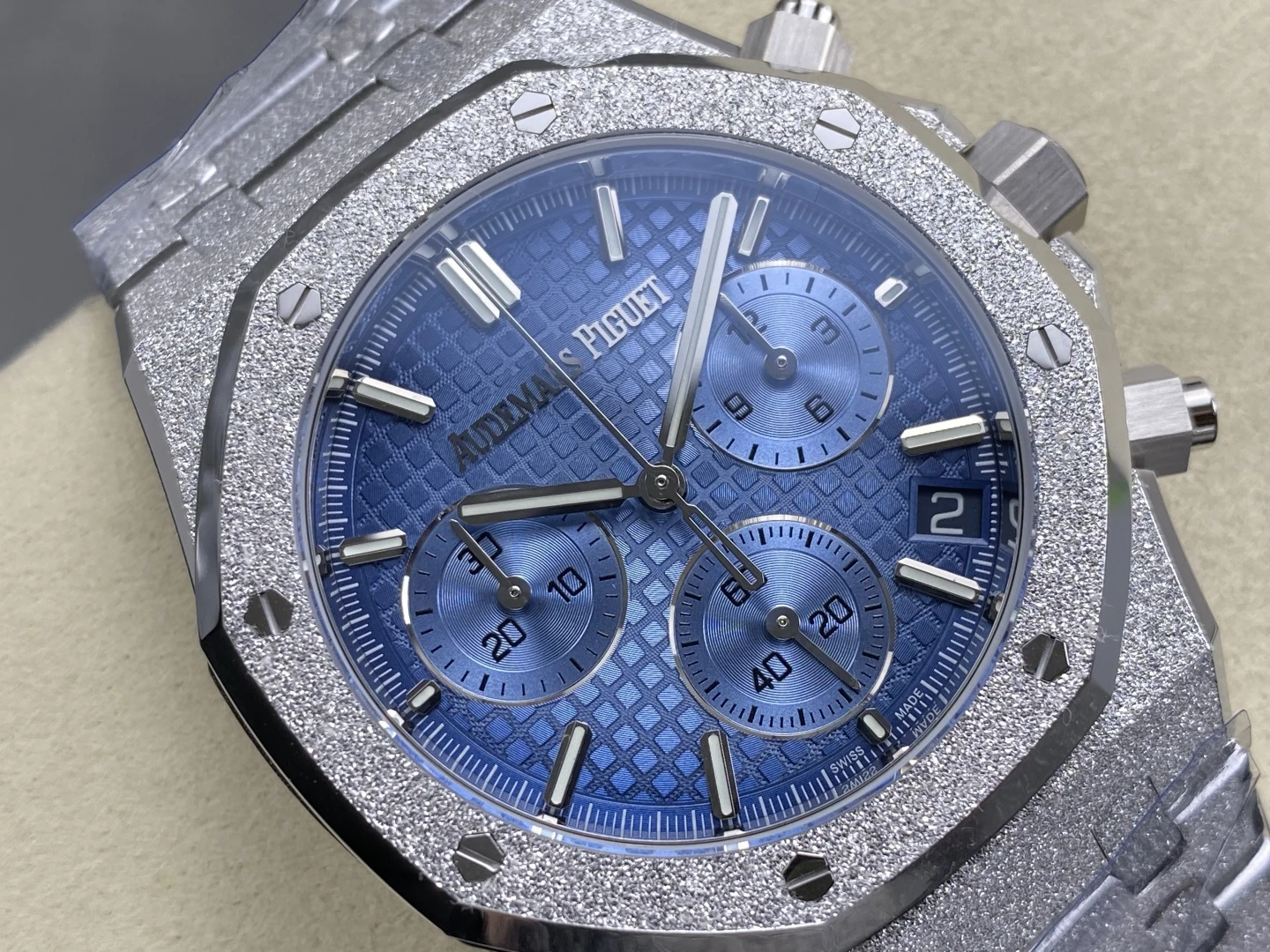 Royal Oak Chrono 26240 Frosted SS DDF 1:1 Best Edition Ice Blue Dial on SS Bracelet DD4401 Super Clone 32 5d222e51836b2aa AMO Watch