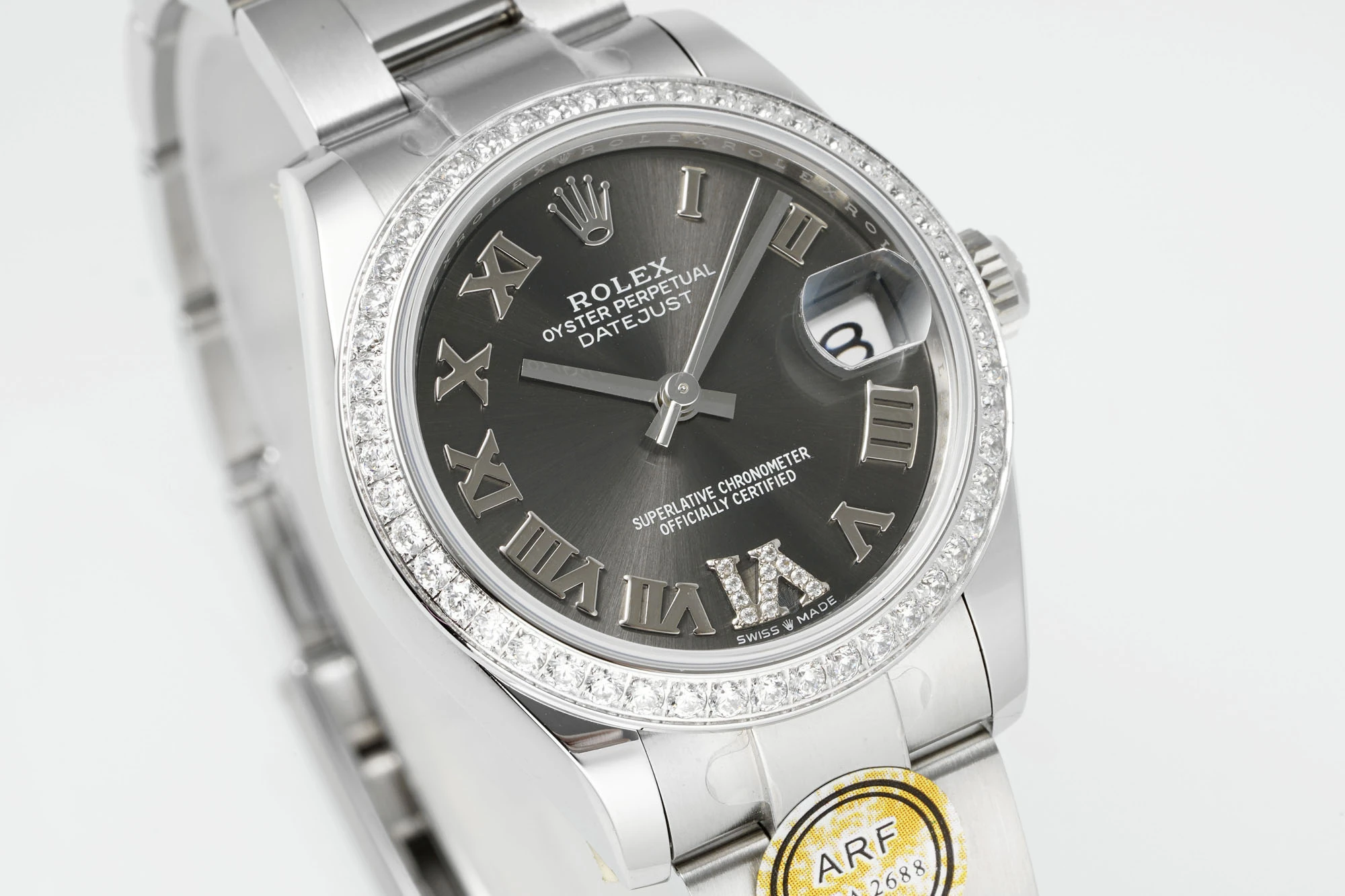 Rolex DateJust 31 278384 ARF 1:1 Best Edition 904L Steel Grey Roman Dial Diamond bezel on SS Oyster Bracelet 22 5f040e9f57ae25e AMO Watch