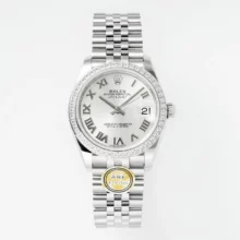 Rolex DateJust 31 278384 ARF 1:1 Best Edition 904L Steel Silver Roman Dial Diamond bezel on SS Jubilee Bracelet