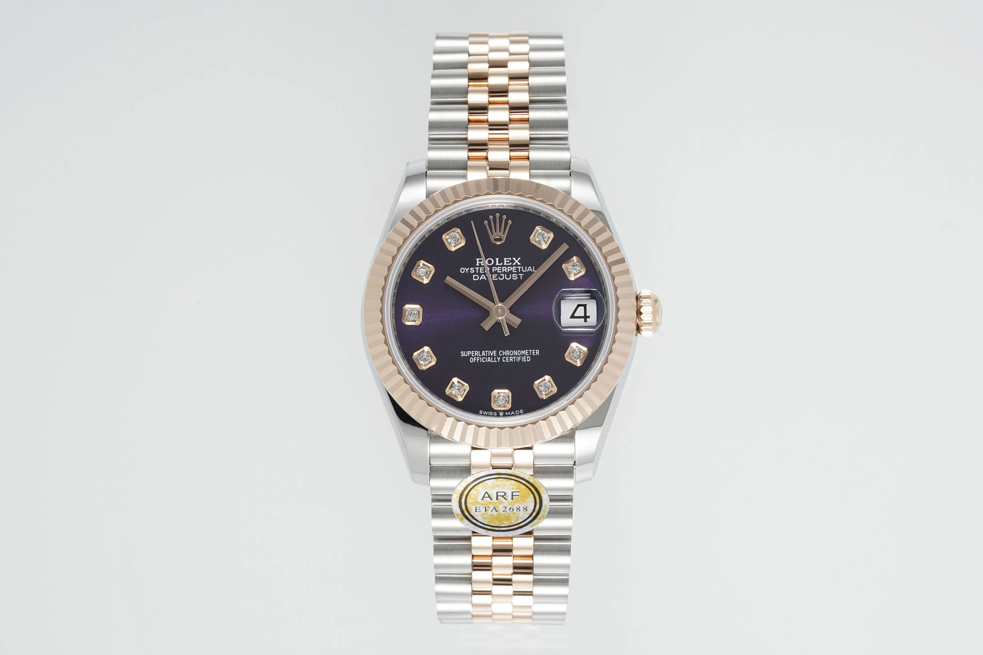 Rolex DateJust 31 278271 ARF 1:1 Best Edition 904L Steel Purple Diamonds Dial on SS/RG Jubilee Bracelet 19 64665a231ad5d86 AMO Watch