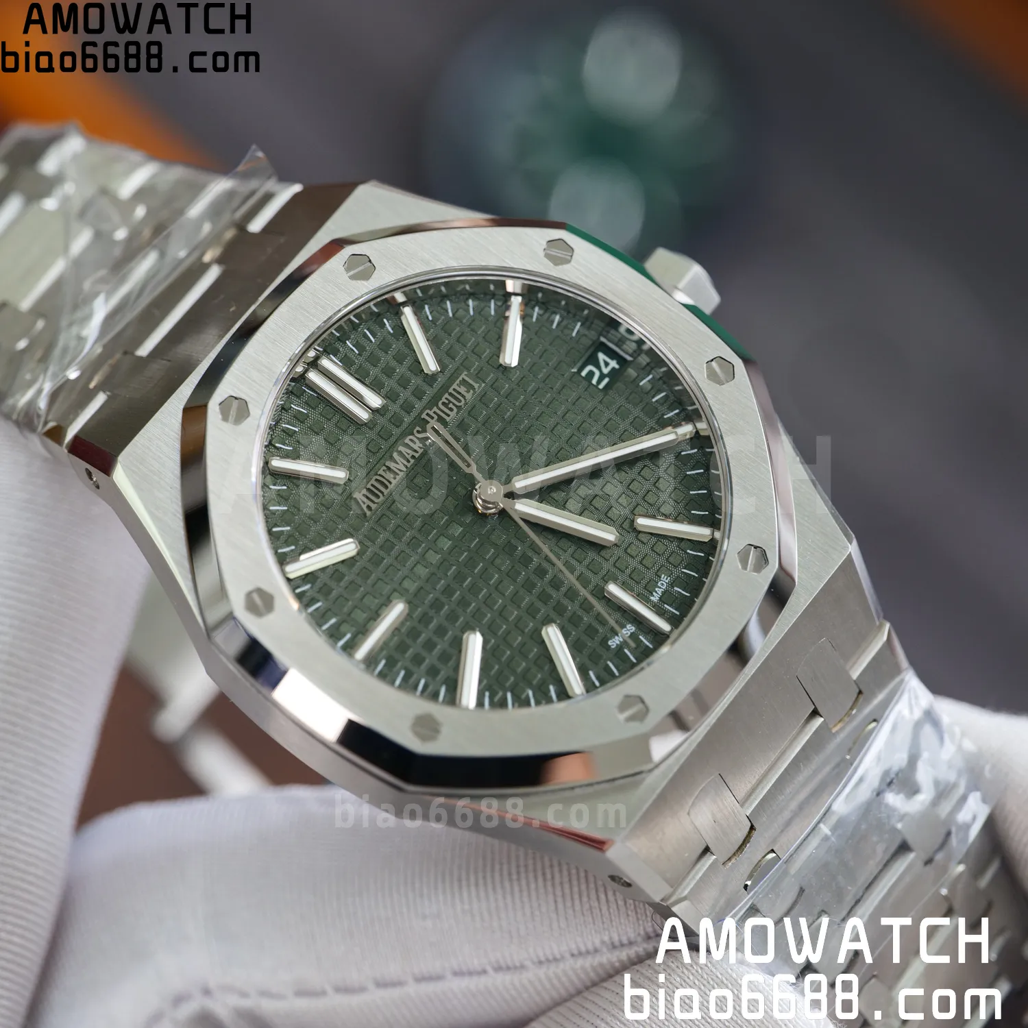 Custom Made AP AP Royal Oak 15510 SS TOP Factory (SW Factory Green Dial、 DEEP Crystal) 73 68b12739175c654 AMO Watch