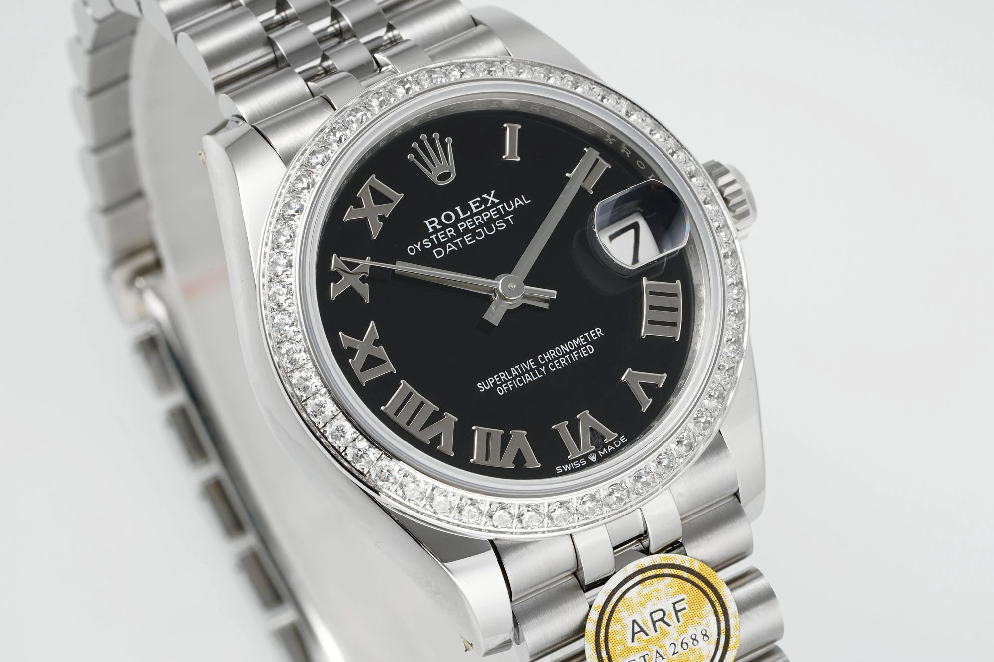 Rolex DateJust 31 278384 ARF 1:1 Best Edition 904L Steel Black Roman Dial Diamond bezel on SS Jubilee Bracelet 22 6af4c46c6d5ac5d AMO Watch