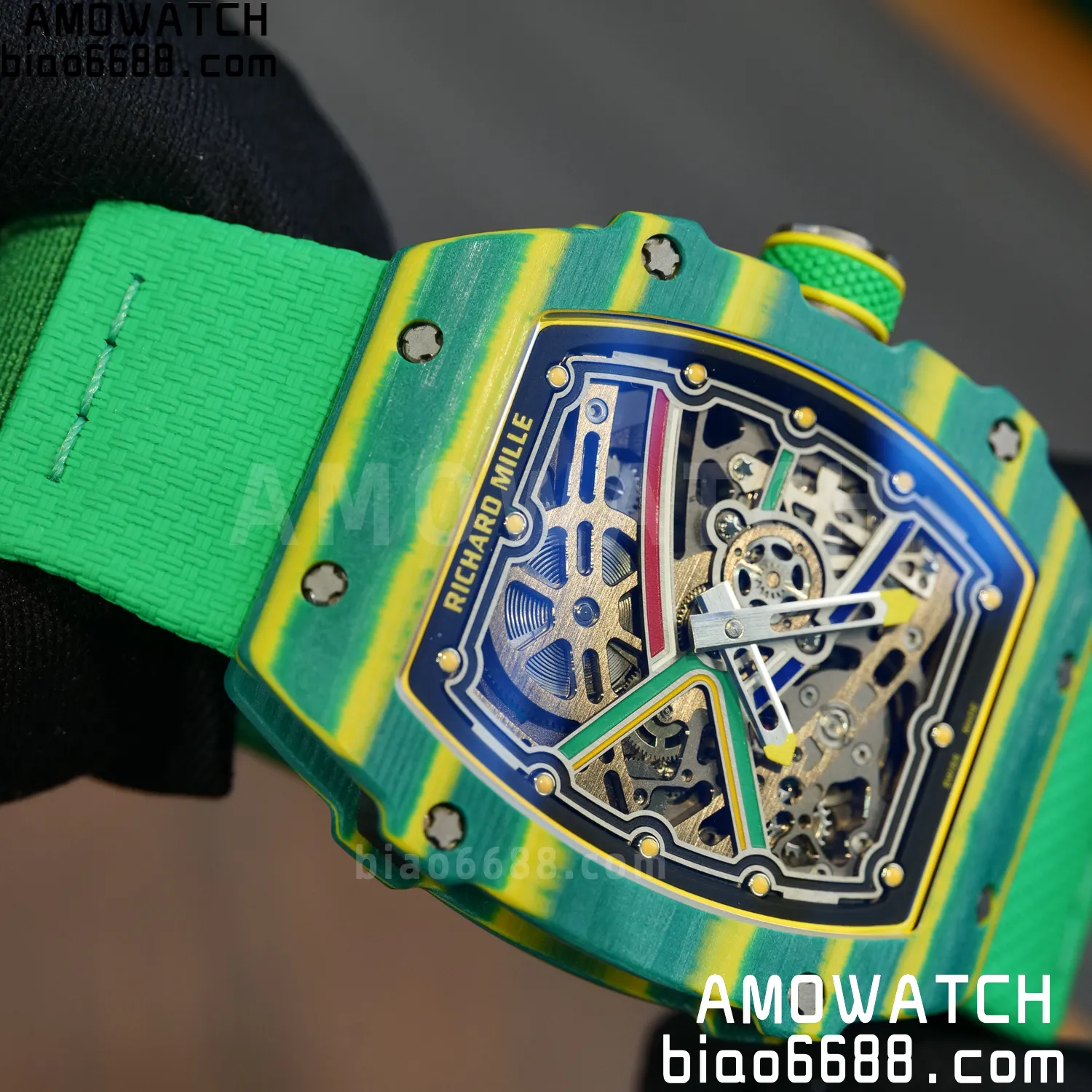 RICHARD MILLE RM67-02 Green NTPT AVF Best Edition Wayde van Niekerk on Green Nylon strap CRMA7 Clone 86 6c119e8bef60d36 AMO Watch