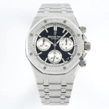Royal Oak Chrono 26240 Frosted SS DDF 1:1 Best Edition Black/White Dial on SS Bracelet DD4401 Super Clone