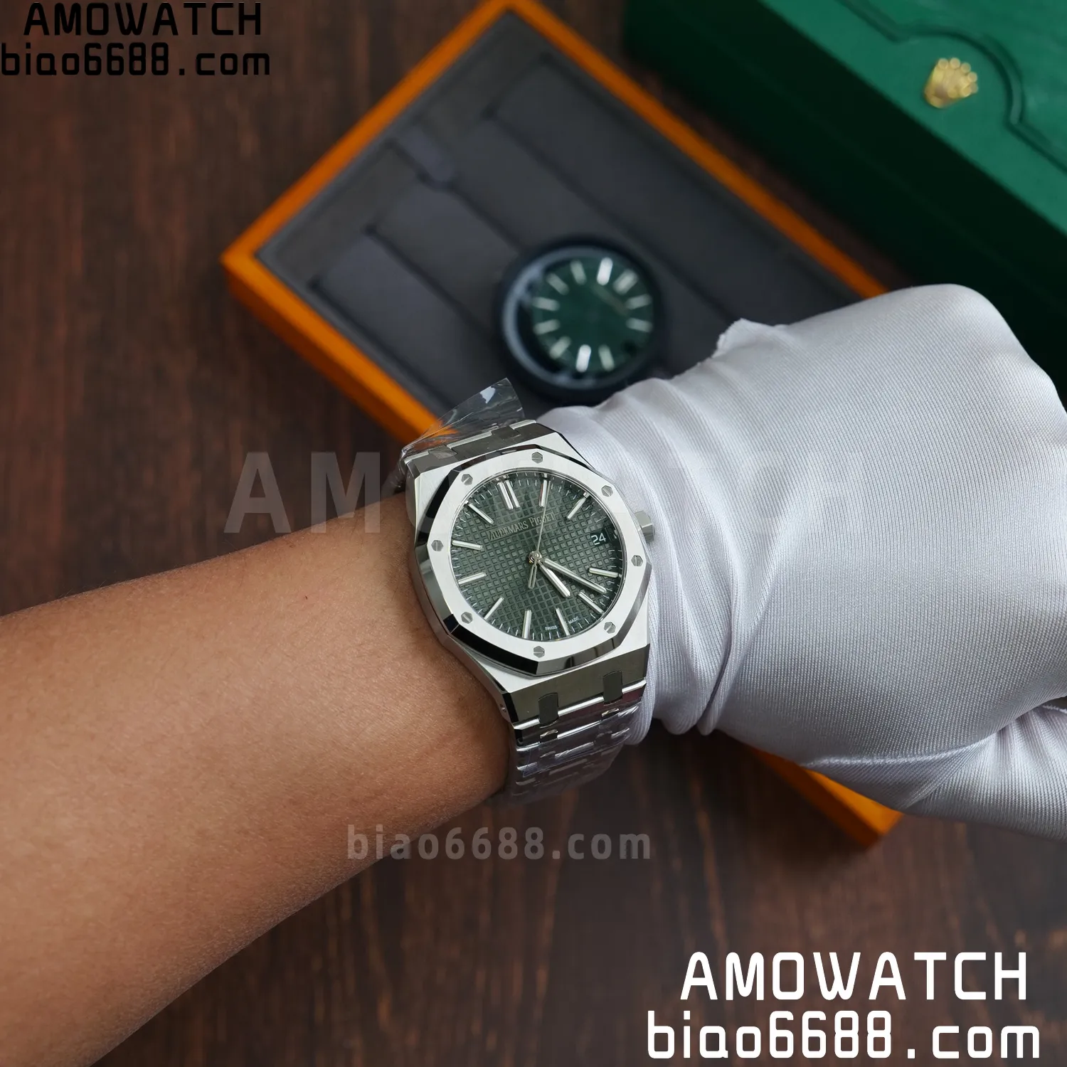 Custom Made AP AP Royal Oak 15510 SS TOP Factory (SW Factory Green Dial、 DEEP Crystal) 84 6d5f3857ebf83da AMO Watch