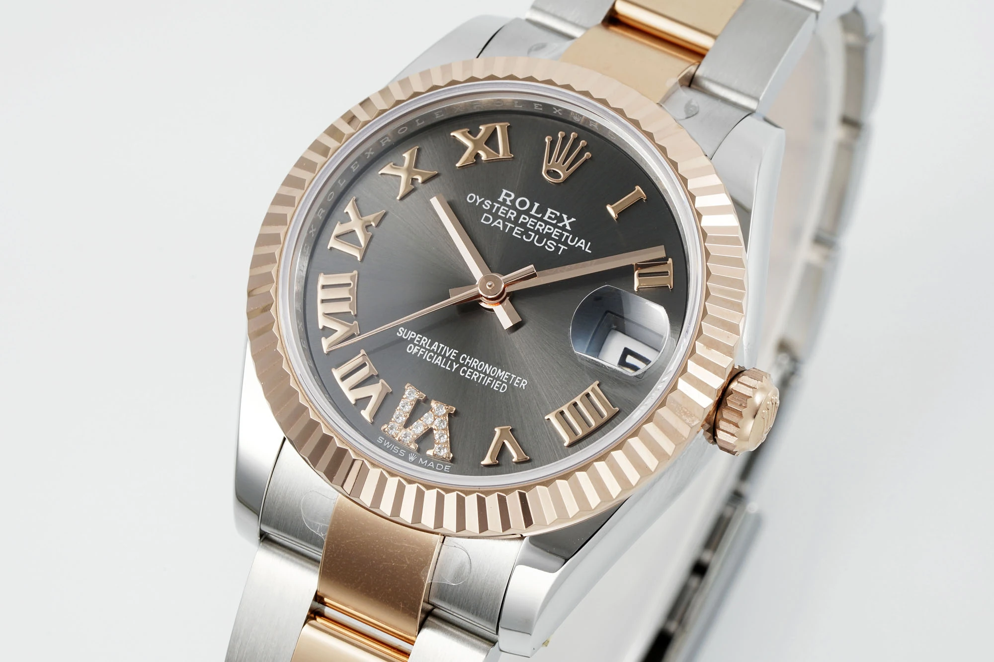 Rolex DateJust 31 278271 ARF 1:1 Best Edition 904L Steel Grey Roman Diamonds Dial on SS/RG Oyster Bracelet 23 6e5d55089e53f60 AMO Watch