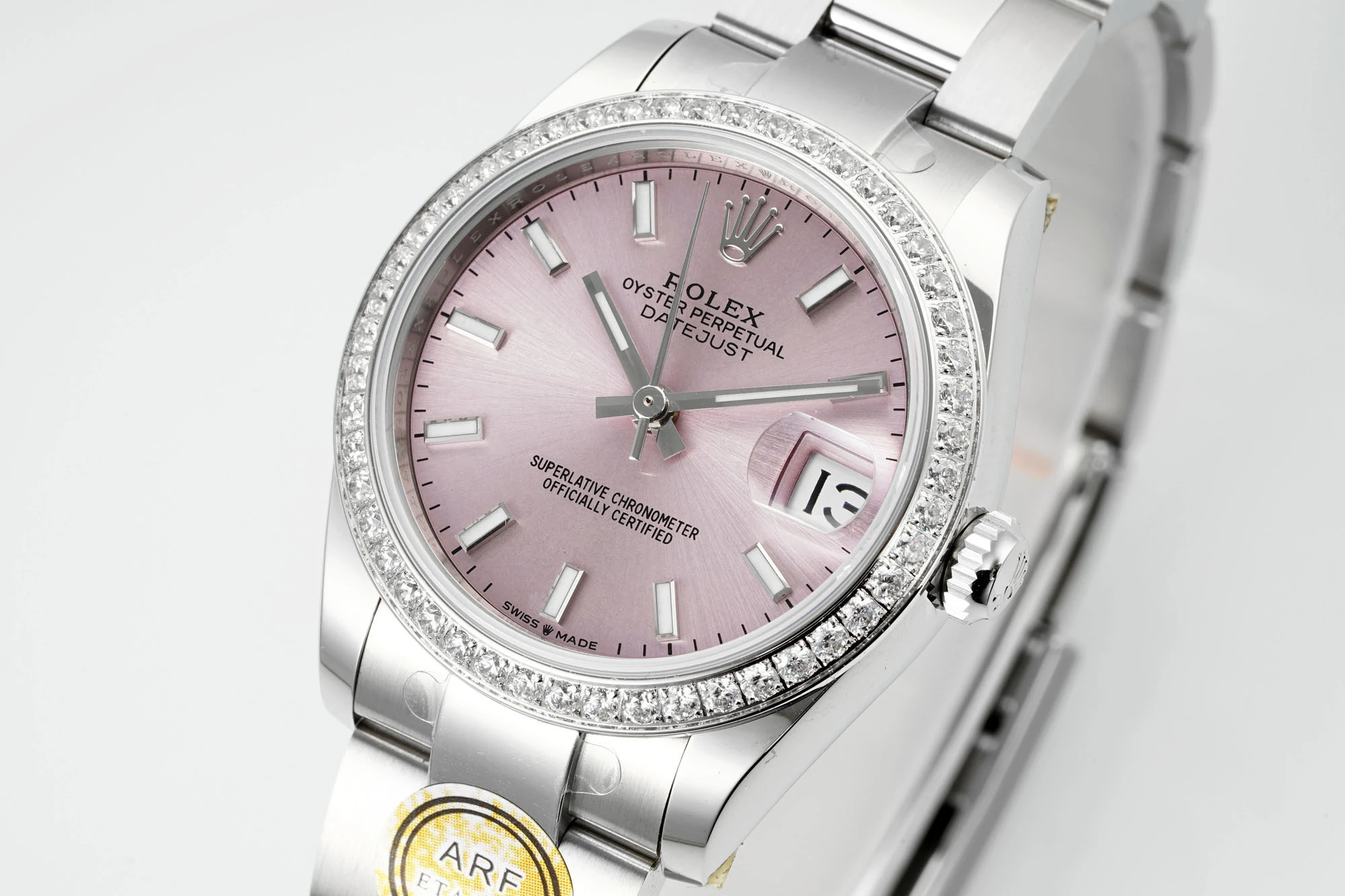 Rolex DateJust 31 278384 ARF 1:1 Best Edition 904L Steel Pink Dial Diamond bezel on SS Oyster Bracelet 23 70c0d0f4382ea09 AMO Watch