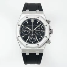 AP Royal Oak Chrono 26240 SS DDF 1:1 Best Edition Black Dial on Black Rubber Strap DD4401 Super Clone