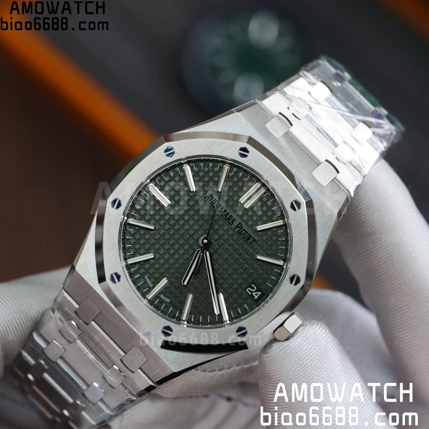Custom Made AP AP Royal Oak 15510 SS TOP Factory (SW Factory Green Dial、 DEEP Crystal) 74 765ac3fac2be0d3 AMO Watch