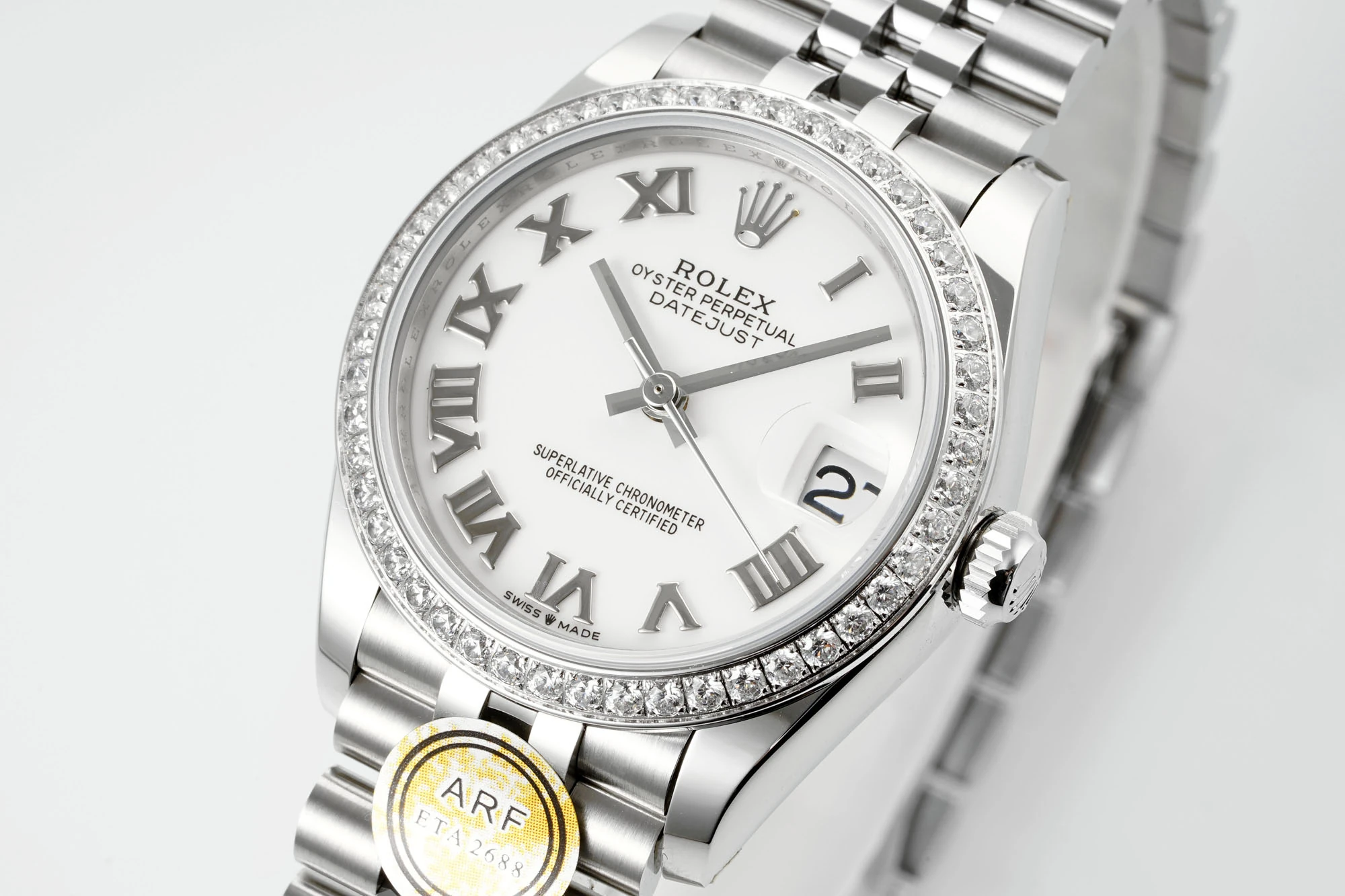 Rolex DateJust 31 278384 ARF 1:1 Best Edition 904L Steel White Roman Dial Diamond bezel on SS Jubilee Bracelet 22 77575562a6f0878 AMO Watch