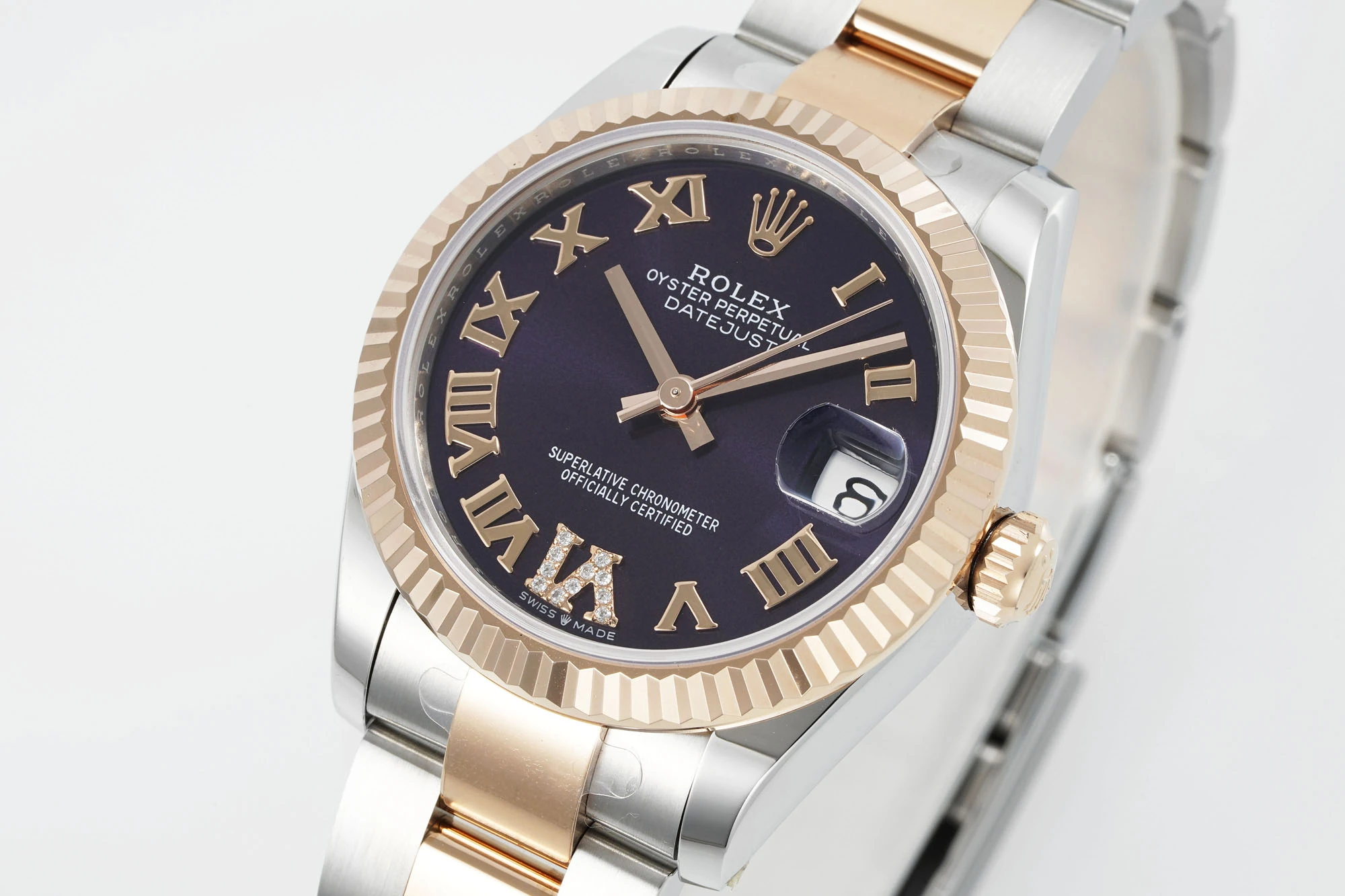 Rolex DateJust 31 278271 ARF 1:1 Best Edition 904L Steel Purple Roman Diamonds Dial on SS/RG Oyster Bracelet 23 805f7b0c605889c AMO Watch