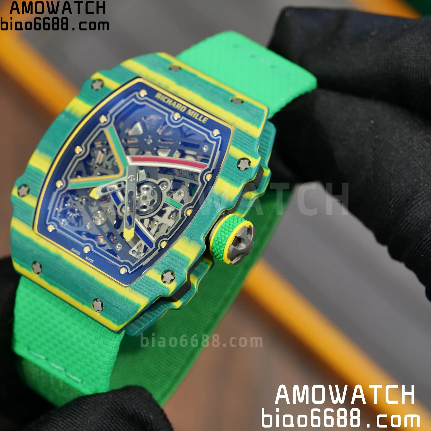 RICHARD MILLE RM67-02 Green NTPT AVF Best Edition Wayde van Niekerk on Green Nylon strap CRMA7 Clone 83 82da16aaa4af3f2 AMO Watch