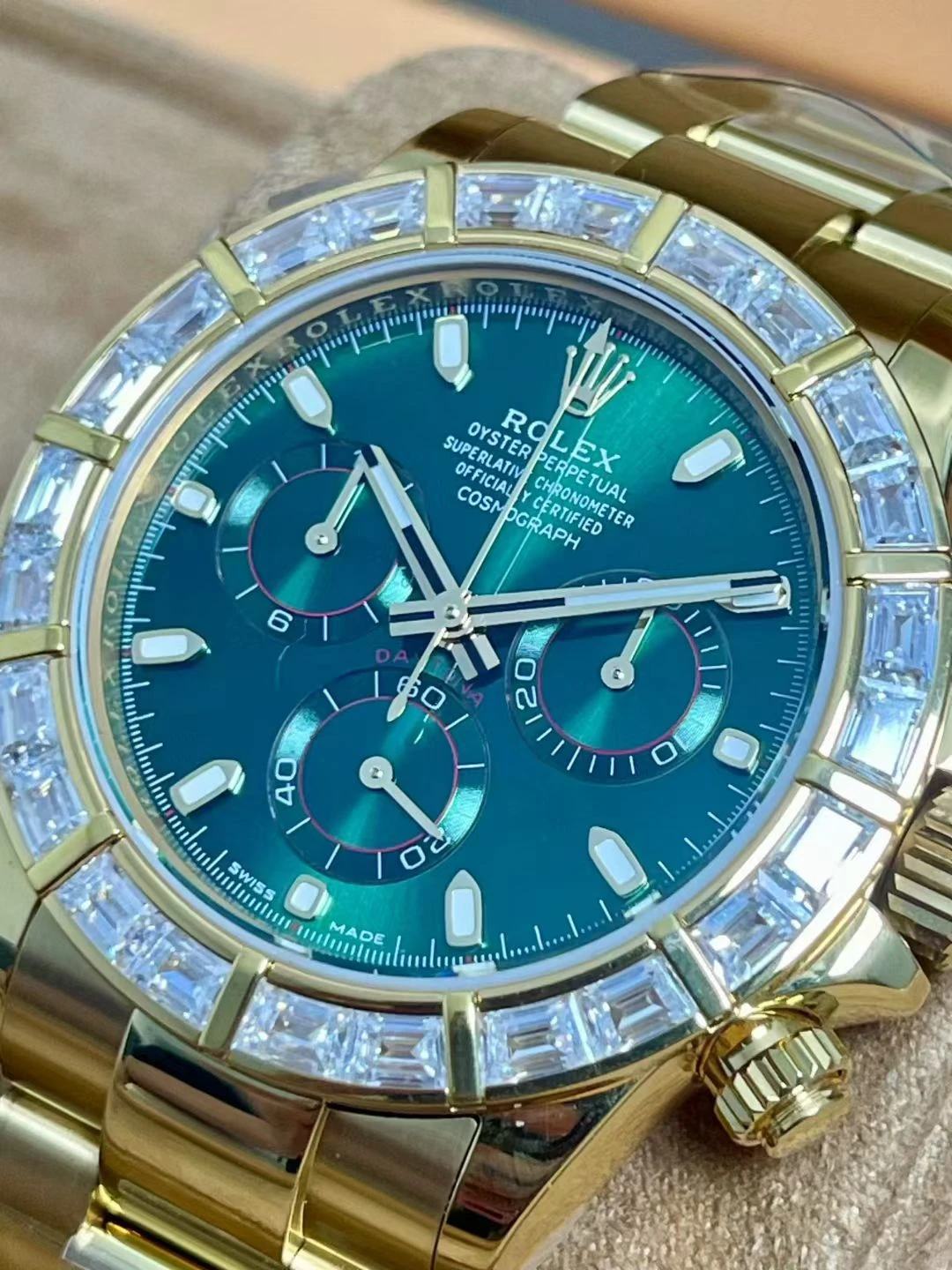 Rolex Daytona YG 116568 RX Factory 1:1 Best Edition Green Dial on YG Bracelet DD4130 (Weighted)207g 24 82f9ad6ce2b585d AMO Watch