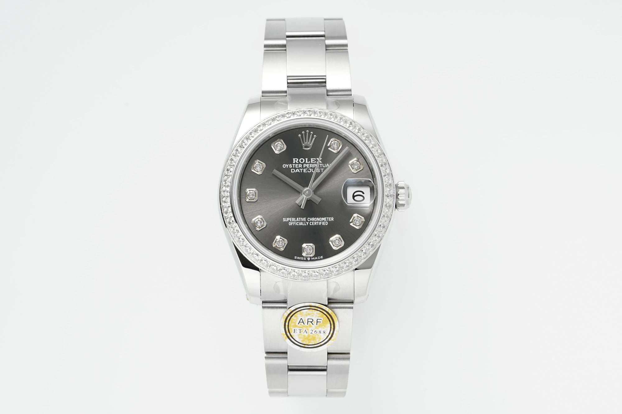 Rolex DateJust 31 278384 ARF 1:1 Best Edition 904L Steel Grey Diamond Dial Diamond bezel on SS Oyster Bracelet 19 8859b199f9a3ba1 AMO Watch