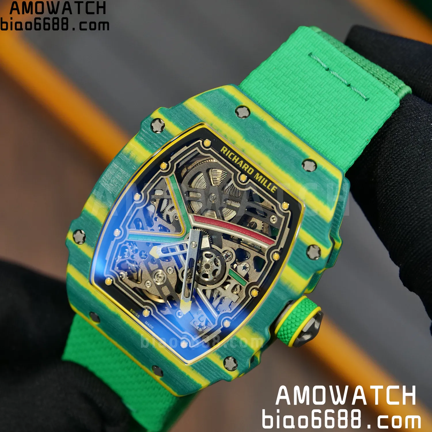 RICHARD MILLE RM67-02 Green NTPT AVF Best Edition Wayde van Niekerk on Green Nylon strap CRMA7 Clone 87 8cfc59fe9b0e116 AMO Watch