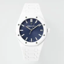 AP Royal Oak 41mm 15500 White Ceramic APSF 1:1 Best Edition Blue Dial on Ceramic Bracelet A4302