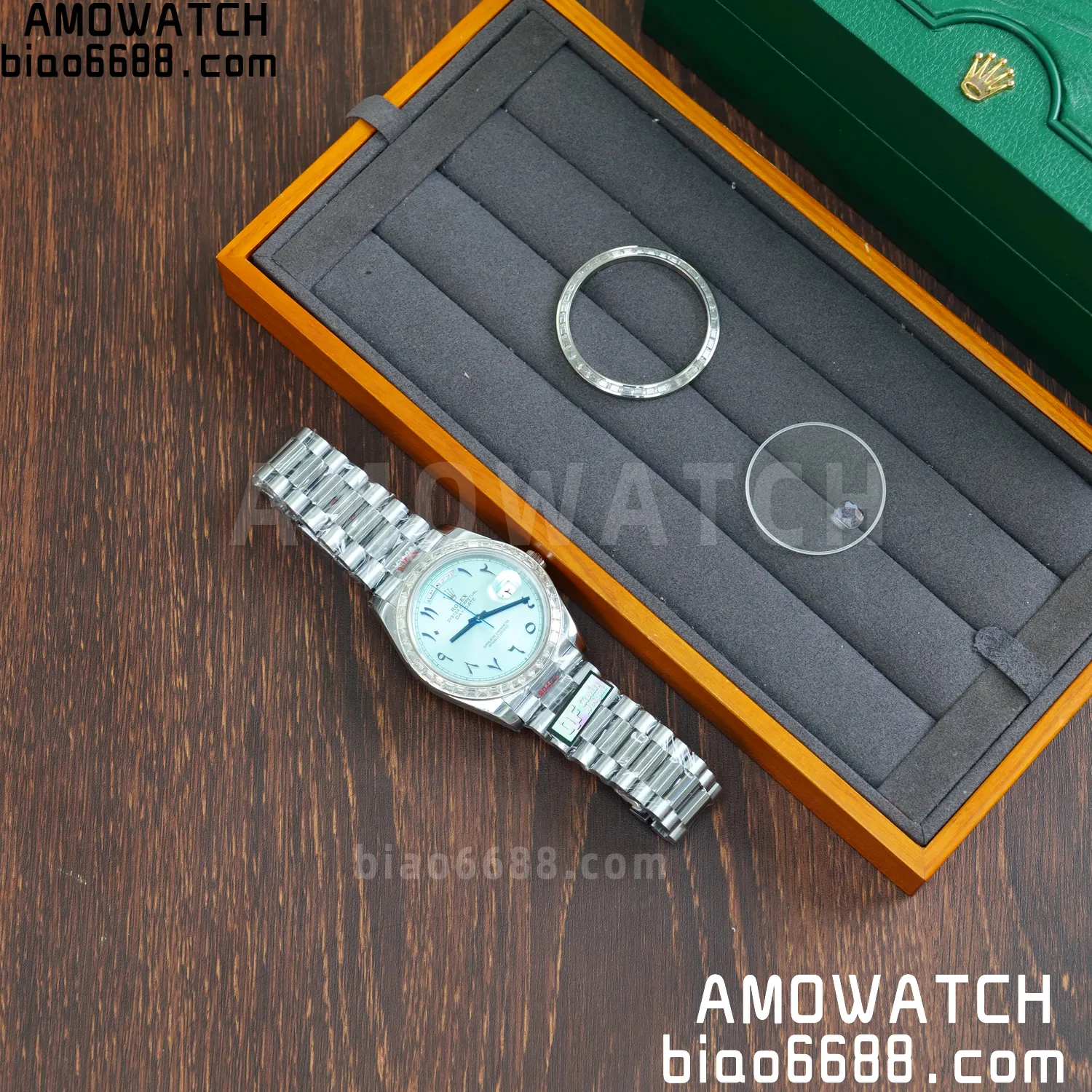 Custom Made Rolex DayDate 228236 40mm Best Edition Moissanite Bezel Deep Crystal 183g 51 8fa1f09e2e2918b AMO Watch