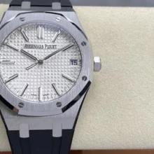 AP Royal Oak 41mm 15510ST SS DDF 1:1 Best Edition White Dial on Black Rubber Strap SA4302 Super Clone