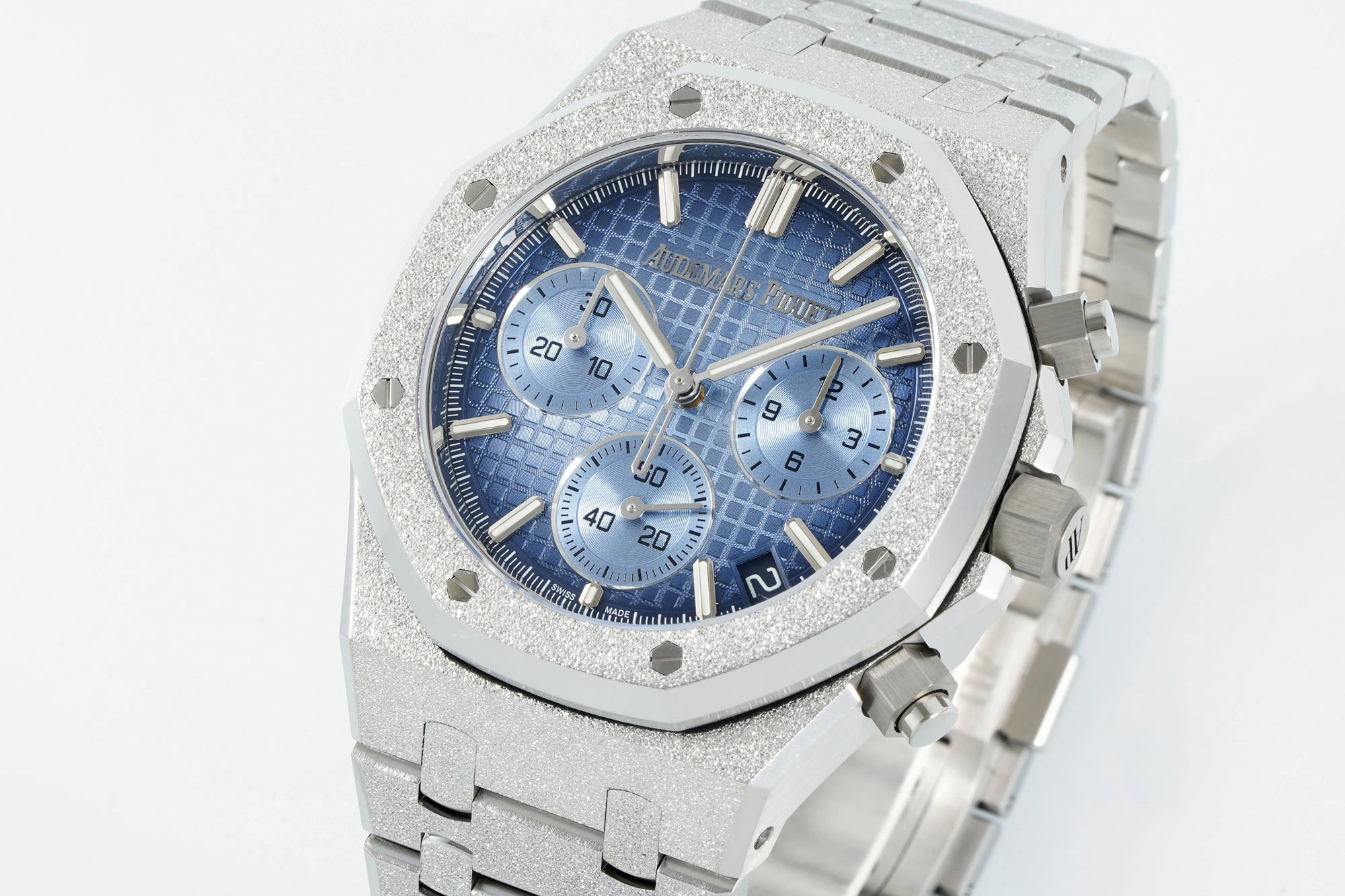 Royal Oak Chrono 26240 Frosted SS DDF 1:1 Best Edition Ice Blue Dial on SS Bracelet DD4401 Super Clone 20 969a6de58fc0f83 AMO Watch