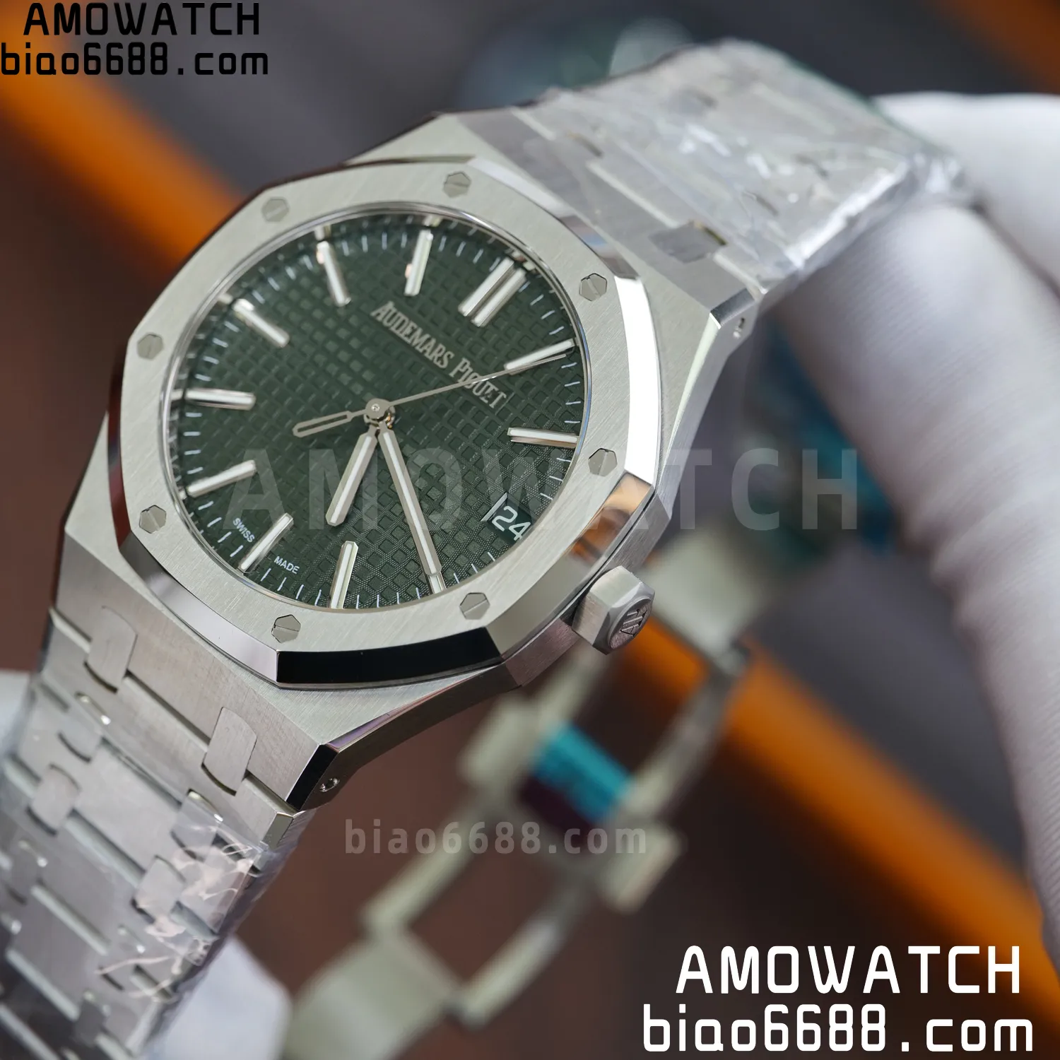 Custom Made AP AP Royal Oak 15510 SS TOP Factory (SW Factory Green Dial、 DEEP Crystal) 72 9af13d50c519d85 AMO Watch