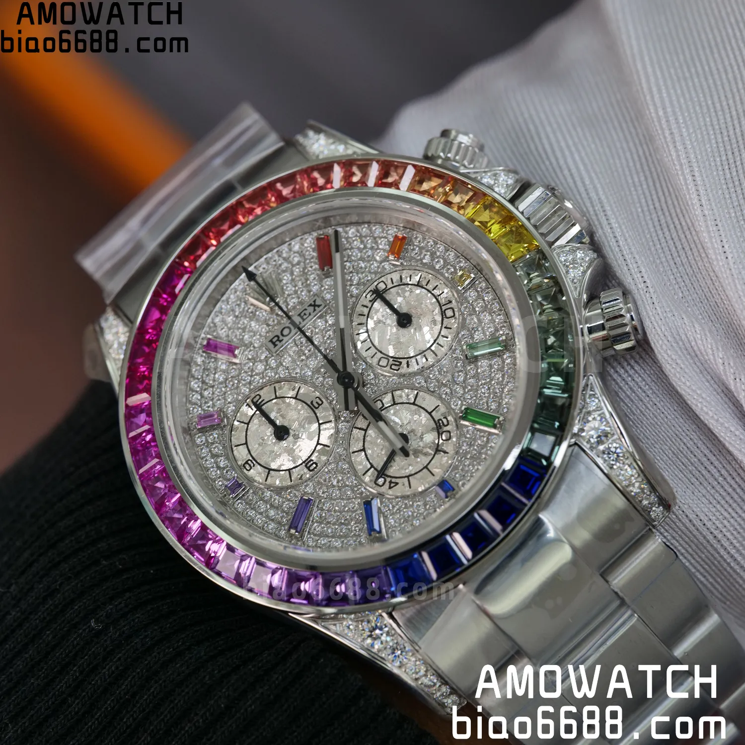 Rolex Daytona RX Factory 1:1 Best Edition Diamond Dial Dial on SS Bracelet DD4130 (Weighted)207g 92 9cc0f1e03c36d0d AMO Watch