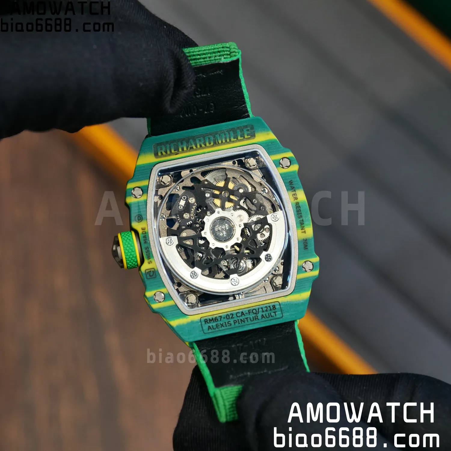RICHARD MILLE RM67-02 Green NTPT AVF Best Edition Wayde van Niekerk on Green Nylon strap CRMA7 Clone 92 a01bbeaf81b5010 AMO Watch