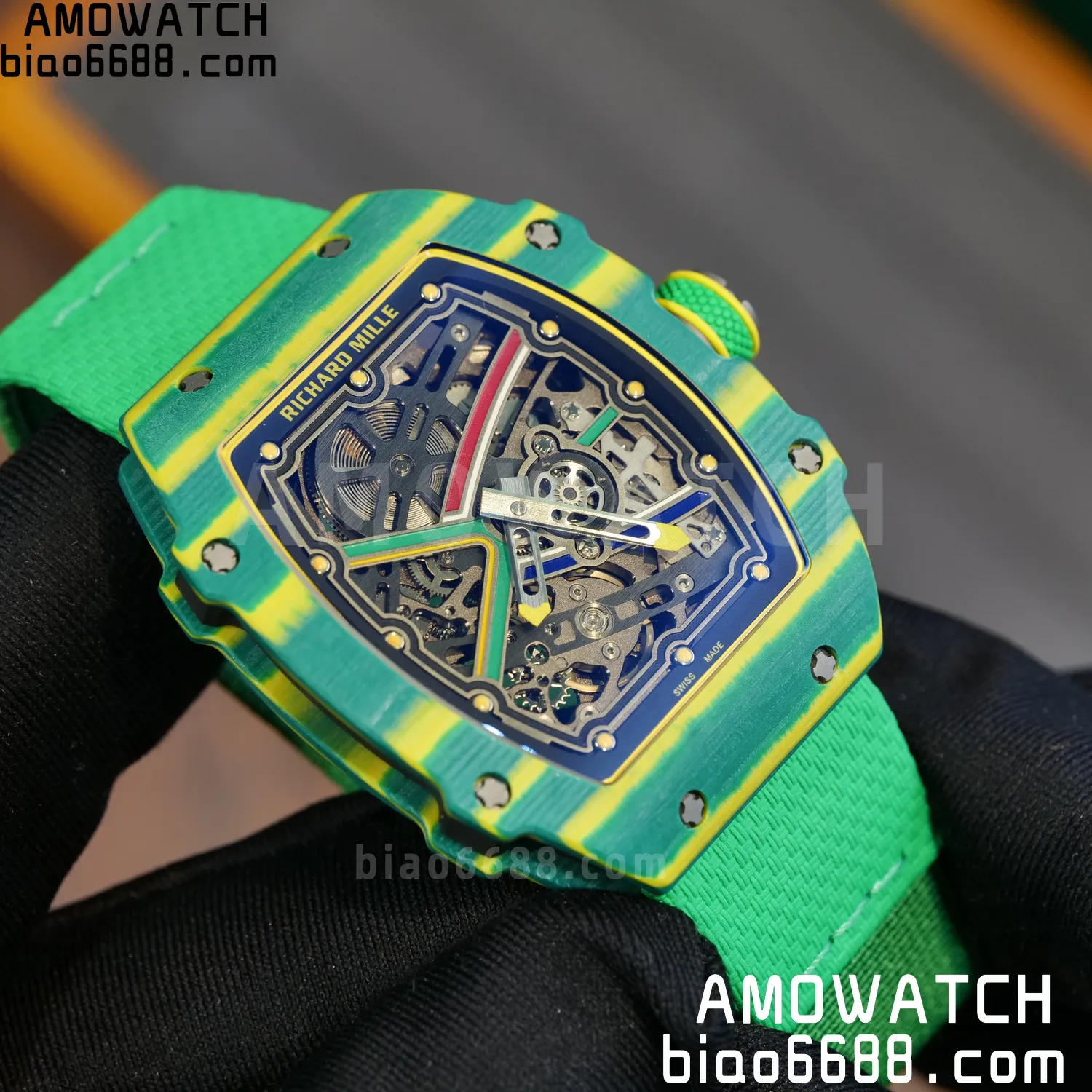 RICHARD MILLE RM67-02 Green NTPT AVF Best Edition Wayde van Niekerk on Green Nylon strap CRMA7 Clone 84 a511f795af66032 AMO Watch