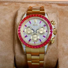 Rolex Daytona RG RX Factory 1:1 Best Edition Diamond Dial Ruby Bezel on RG Bracelet DD4130 (Weighted)207g