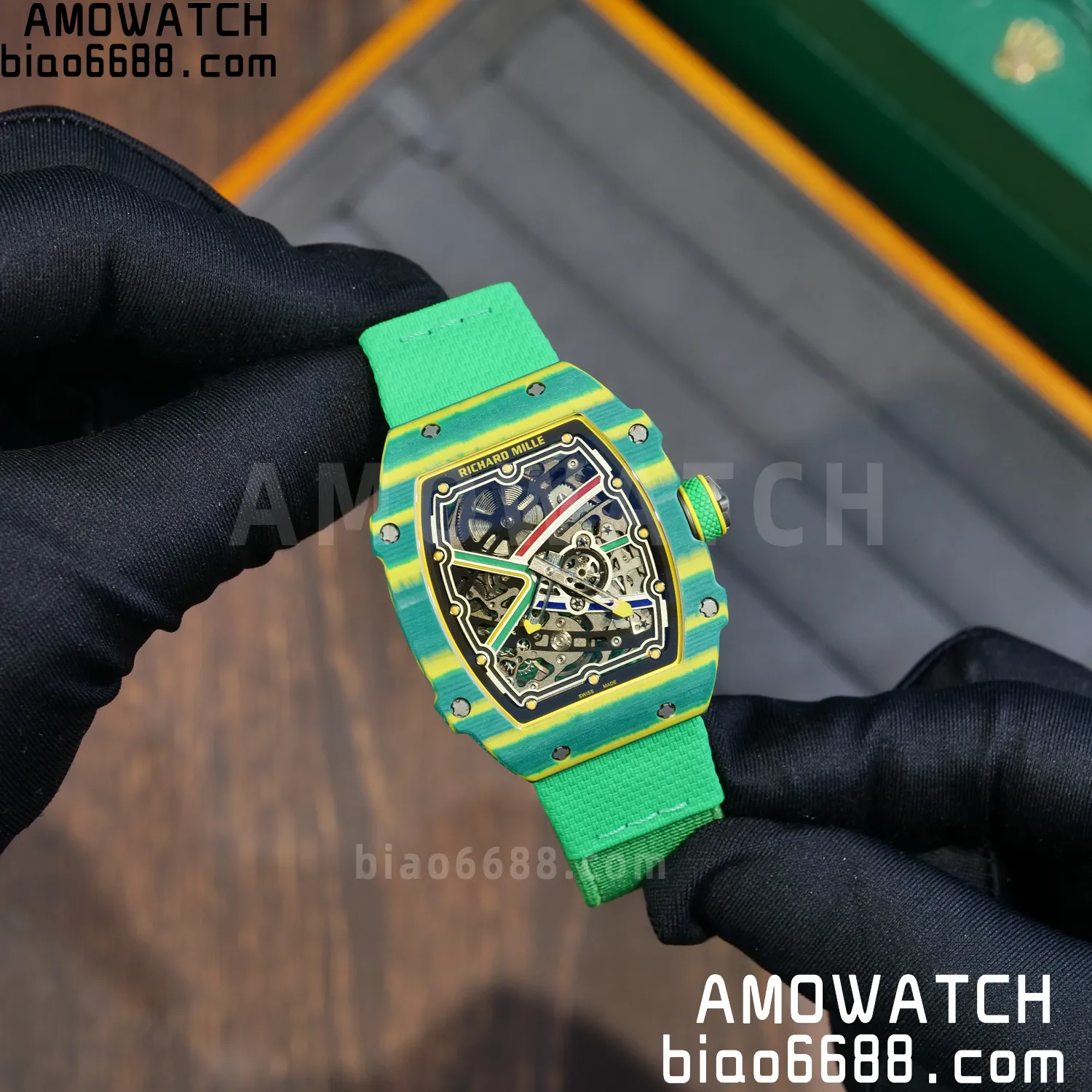 RICHARD MILLE RM67-02 Green NTPT AVF Best Edition Wayde van Niekerk on Green Nylon strap CRMA7 Clone 71 bad0156fa347a82 AMO Watch