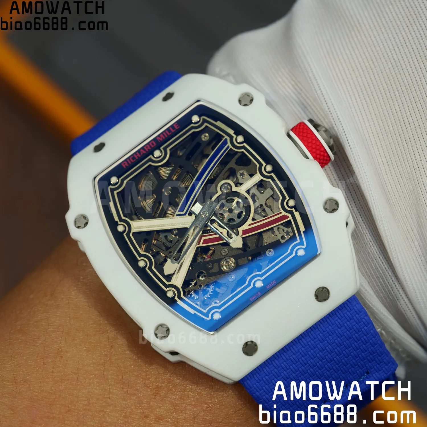 RICHARD MILLE RM67-02 White NTPT VAF Best Edition France Dial on Blue Nylon strap CRMA7 Clone 79 bd801b2f2718874 阿默表行AmoWatch