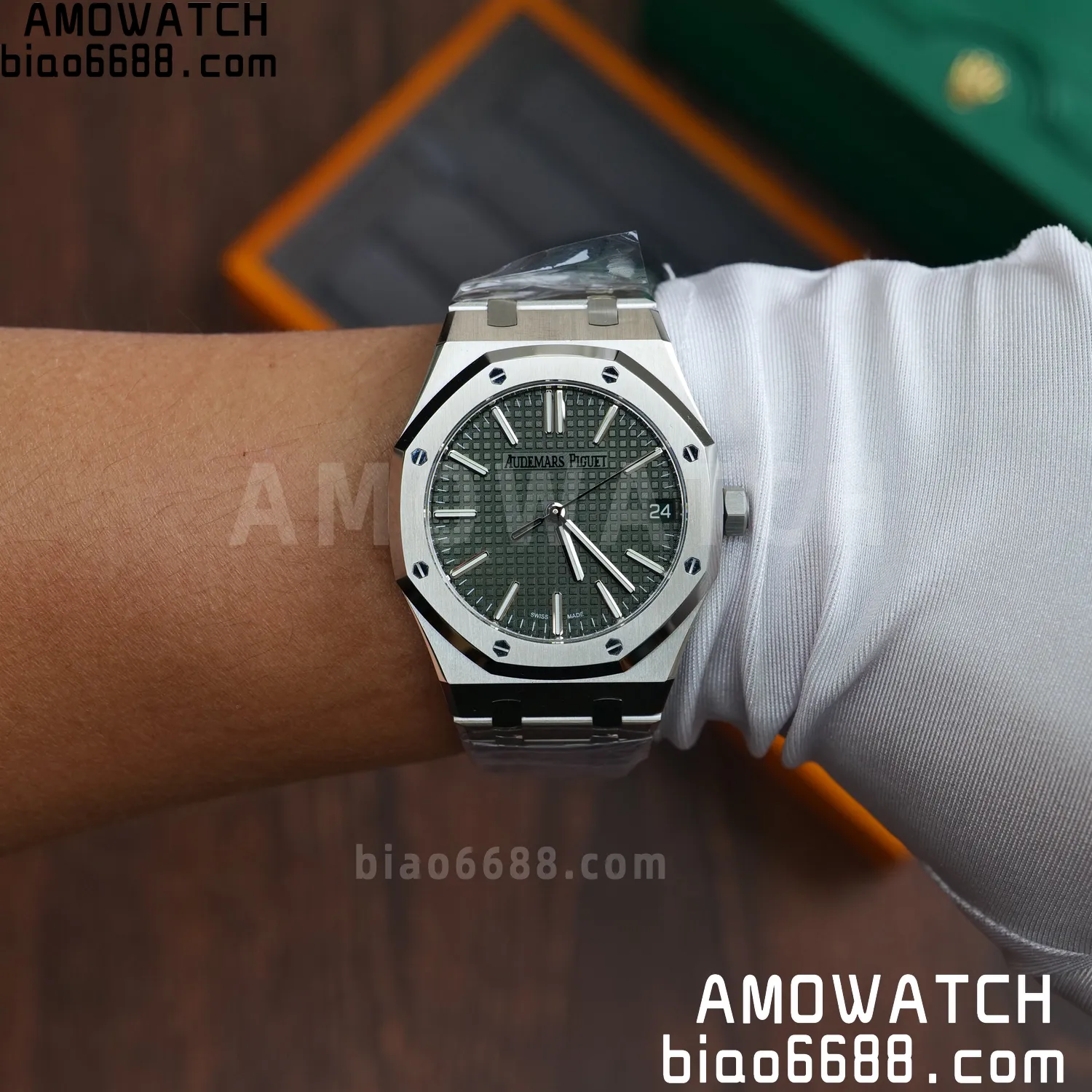 Custom Made AP AP Royal Oak 15510 SS TOP Factory (SW Factory Green Dial、 DEEP Crystal) 85 beca1862d5a9bf7 AMO Watch