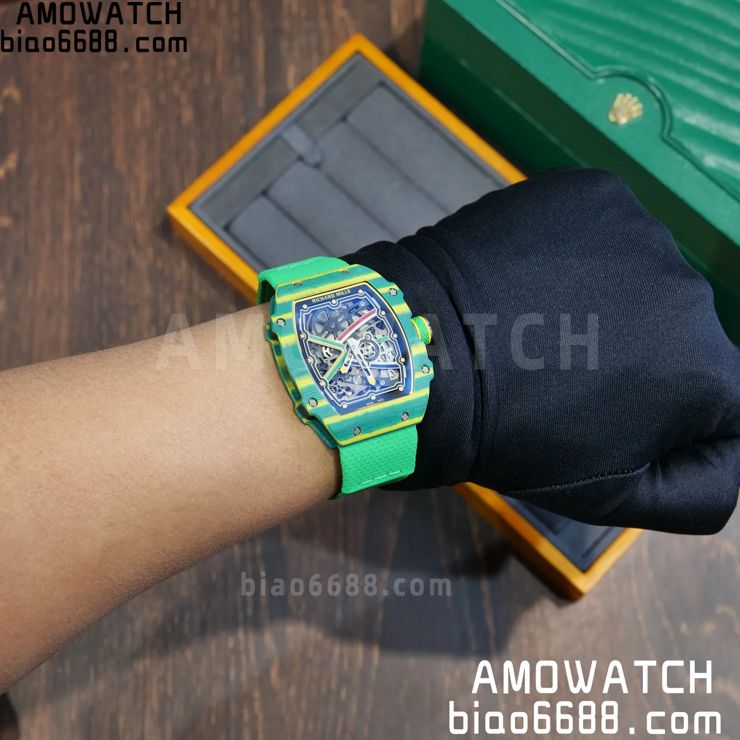 RICHARD MILLE RM67-02 Green NTPT AVF Best Edition Wayde van Niekerk on Green Nylon strap CRMA7 Clone 101 c58d4bb9d9f4527 AMO Watch