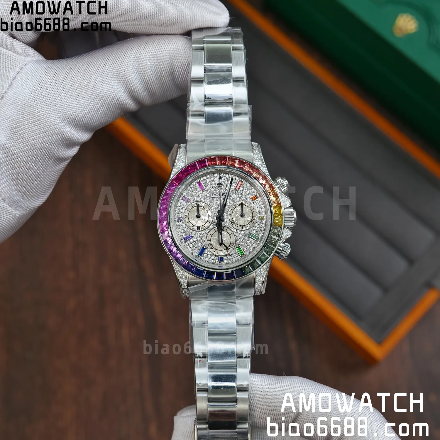 Rolex Daytona RX Factory 1:1 Best Edition Diamond Dial Dial on SS Bracelet DD4130 (Weighted)207g 67 c66f350a5b0c655 AMO Watch