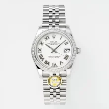 Rolex DateJust 31 278384 ARF 1:1 Best Edition 904L Steel White Roman Dial Diamond bezel on SS Jubilee Bracelet