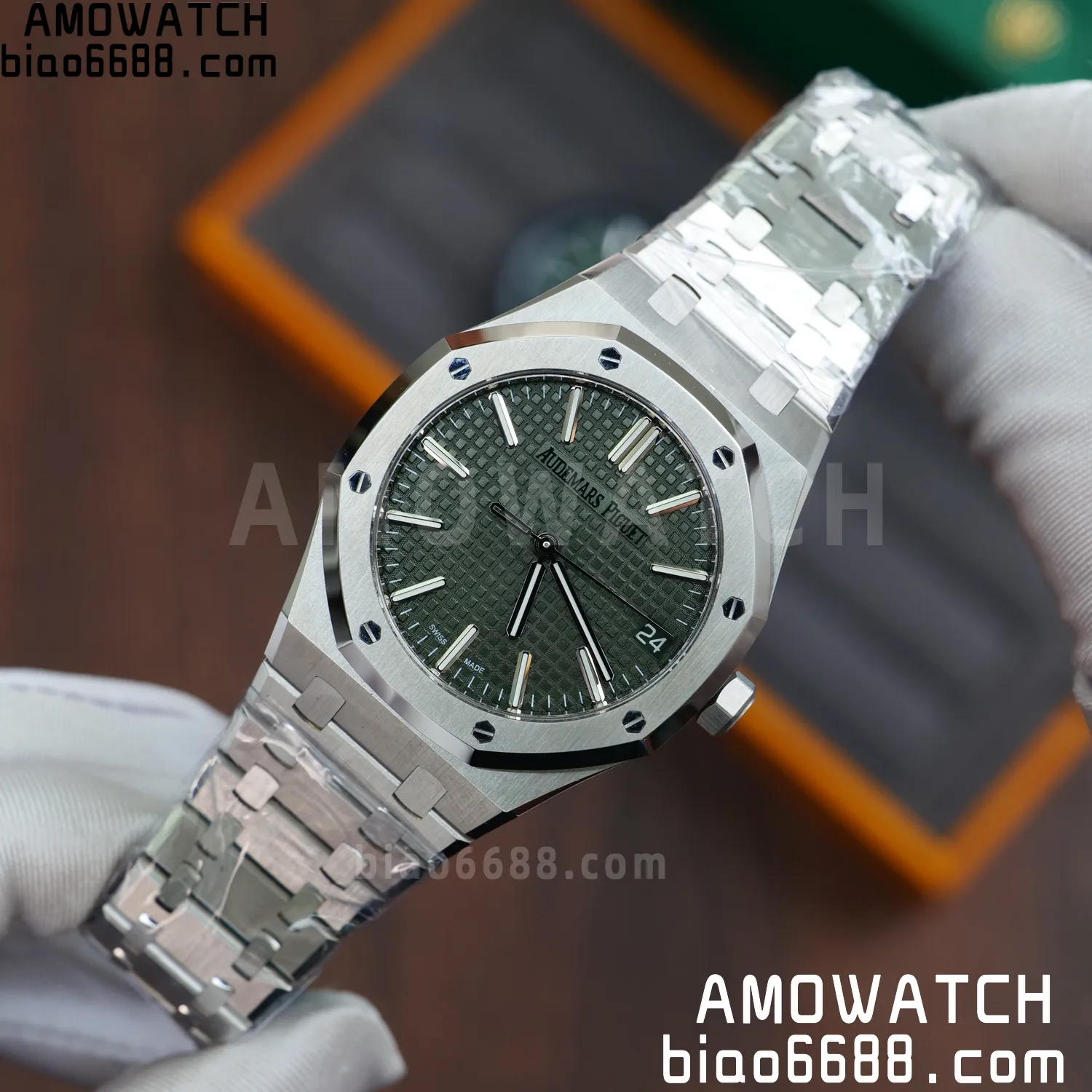 Custom Made AP AP Royal Oak 15510 SS TOP Factory (SW Factory Green Dial、 DEEP Crystal) 64 d04502e358ae021 AMO Watch