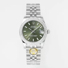 Rolex DateJust 31 278384 ARF 1:1 Best Edition 904L Steel Green Dial Diamond bezel on SS Jubilee Bracelet