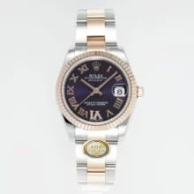 Rolex DateJust 31 278271 ARF 1:1 Best Edition 904L Steel Purple Roman Diamonds Dial on SS/RG Oyster Bracelet
