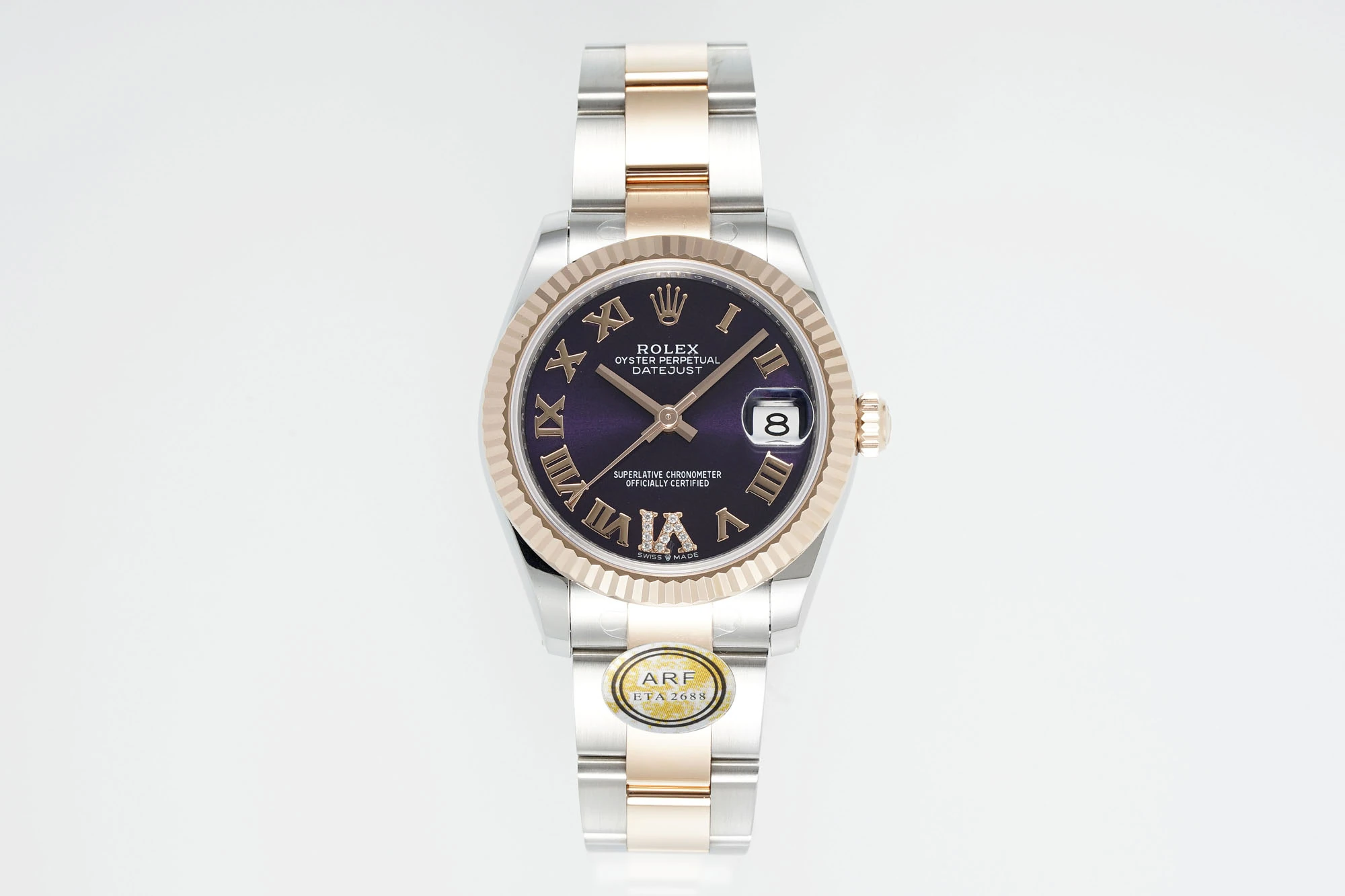 Rolex DateJust 31 278271 ARF 1:1 Best Edition 904L Steel Purple Roman Diamonds Dial on SS/RG Oyster Bracelet 19 d71918279bdd074 AMO Watch