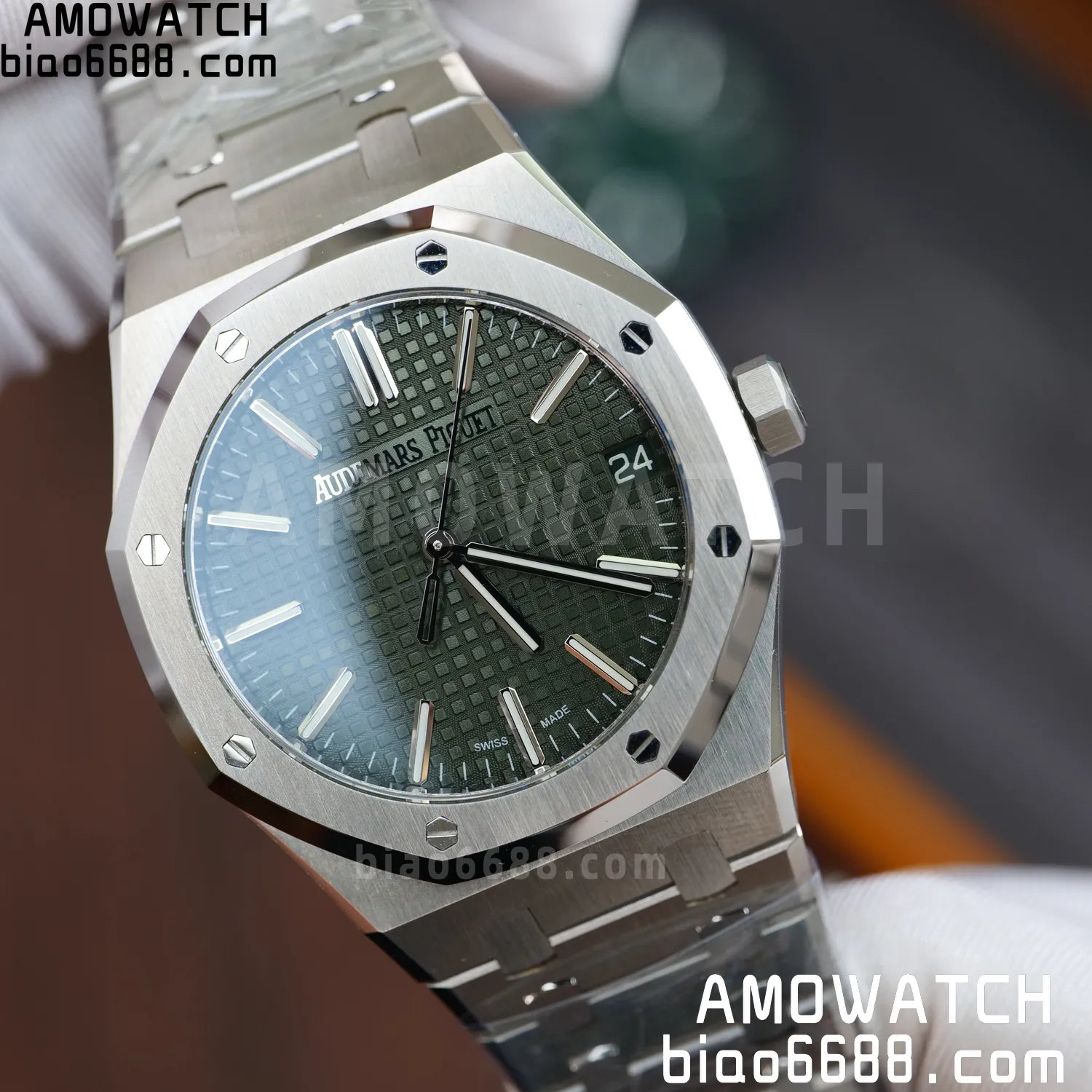 Custom Made AP AP Royal Oak 15510 SS TOP Factory (SW Factory Green Dial、 DEEP Crystal) 76 d921a597e0758e9 AMO Watch
