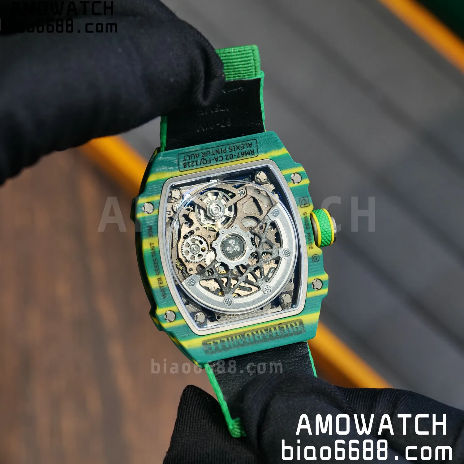 RICHARD MILLE RM67-02 Green NTPT AVF Best Edition Wayde van Niekerk on Green Nylon strap CRMA7 Clone 93 d971b1e4b759730 AMO Watch